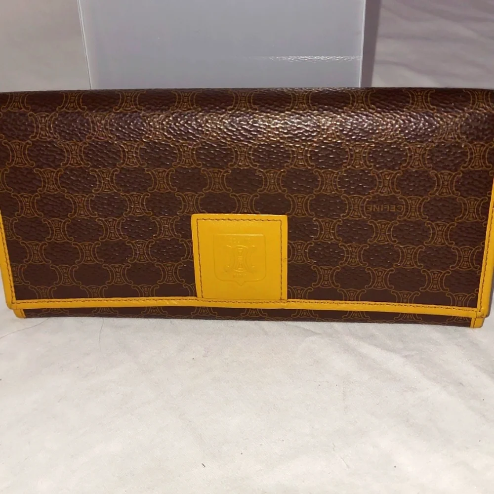 Celine Macadam Long Brown Wallet with Kisslock coin - Picture 1 of 10